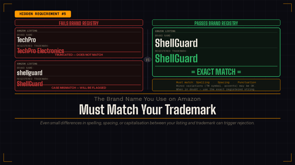 Hidden Requirement #5: The Brand Name You Use on Amazon Must Match Your Trademark