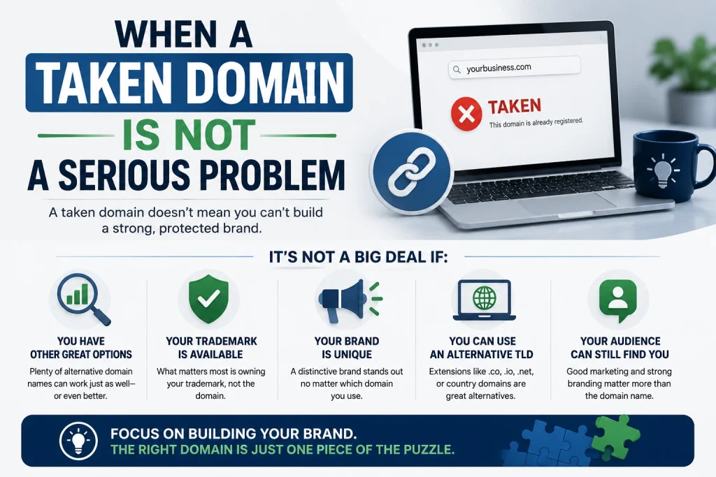 When a Taken Domain Is Not a Serious Problem